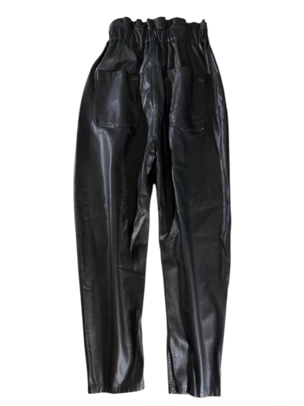 Zara Black Faux Leather Paperbag High Rise Size 0 XS